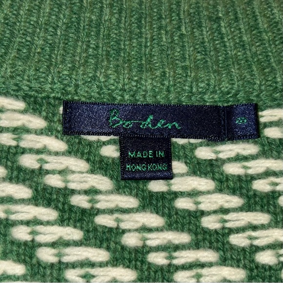 Boden 100% wool Green and Cream Patterned Cardigan - Picture 3 of 4